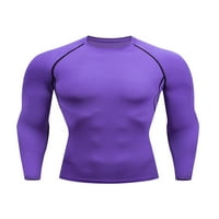 Luxplum muns Kompresijske košulje Solid Color Sport T majica Crew Neck Ljetni vrhovi Prozračne mišićne majice Bodybuilding Tee Purple M