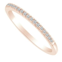 0. Carat Okrugli oblik Bijeli prirodni dijamantski vjenčani prsten za vjenčanje 18K Puno ruža Zlatna