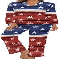 Elementi zastava na drvetu Ženska pidžama Set gumba Down Sleepwear PJ Set Loungewear Noćno odijelo sa