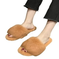 Ženske dame Fau krzno slajdova Fuzzy Fau Furry papuče Udobne klizače Sandale cipele