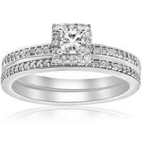 Pompeii 5 8Ct Princess Cut Diamond Angažovanje Uklapanje vjenčanja Halo prsten set bijelo zlato