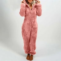 Ženska plus veličina zimska topla Sherpa Romper Fuzzy Fleece One Pijama Jedan patentni patentni patentni