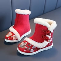Djevojke 'čizme Toddler Etničko stil pamučne čizme za GilRS platna cipele tople zimske čizme za snijeg vez print pamučne čizme