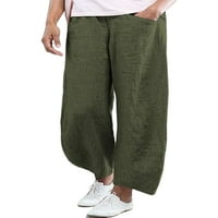Niuer Plus Veličina Casual široke pantalone za noge za žene Pamučne posteljine pantalone padajuće labave pantalone sa džepovima Elastične struke povremene hlače za gležnjeve