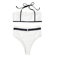 Žene kupaći kostimi Ženski novi ubodni ubod u boji Split Split Plivanje Bikini kupaći kostimi s kupaćim kostimima Tankenis Poliester White M