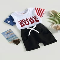 TODDLER Outfits 4. jula Dječji dječaci Dječji dječaci Ljetna odjeća SAD Kratki rukav T-majica Tops Hotsers Postavlja Neovisnost Dan 0-3T