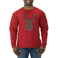 Divlji Bobby, stilizirani glava jelena Aztec Mandala, lov, muška majica s dugim rukavima, crvena, xx-velika