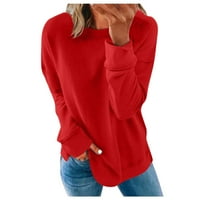 Ovitcza boho majica s dugim rukavima običnica hladna duksela lagana raglan pulover žene labave fit crewneck jeseni vrhovi za žene trendi crvena 5xl