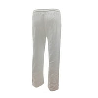 Ljetne pantalone za žene ravne čvrste elastične struine posteljine pamučne pamučne ležerne džep duge pantalone