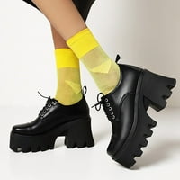 Čizme za platforme za žene Shinny vodootporne klasične čipke kožne cipele za gležnjeve