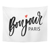 Sažetak Bonjour Paris frazna slova Četkica umjetnička crna gradski jela Zidna umjetnost Viseća tapiserija Kućni dekor za dnevnu sobu spavaća soba spavaonica