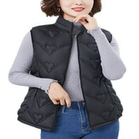 Groundwalk Dame Plain zip-up jakna prsluka bez rukava casual kaput ovratnik vanjski prsluk crni 3xl