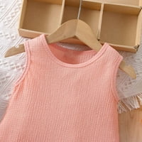 Dječje haljine bez rukava okrugli vrat ruffles princeze bebe Essentials Pink 18- mjeseci