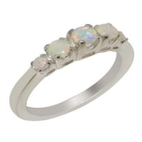 Britanci napravio je 10k bijeli zlatni prirodni Opal Womens Obećani prsten - Opcije veličine - Veličina