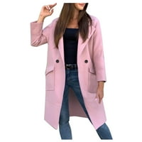 Tawop Blazers za žene Business Casual Fashion Woman s dugim rukavima Otvoreno Prednja labava gornja odjeća Kaput od punog bluza Pink 10