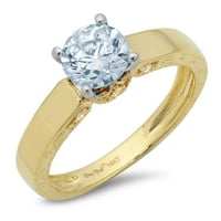 1. CT sjajan okrugli rez Clear Simulirani dijamant 18k žuti bijeli zlatni pasijans prsten SZ 10.25
