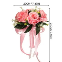 Wozhidaoke Decor Decor Valentinovo Romantični vjenčani buket kristal SILK ruže Bridal Wedding Hand Bouquet