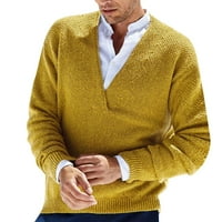 Pedort Muški jesen zimski pleteni džemper HEL casual pleteni pulover tunika tunika žuti, s