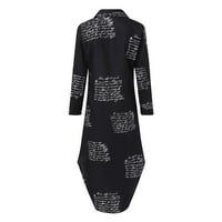 LisingTool haljine za žene Ženske modne tipke rever proreza košulja haljina Početna haljina Bež