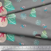 Soimoi plava pamučna pamučna tkanina snjegović i stablo božićne tkanine otisci dvorišta široko