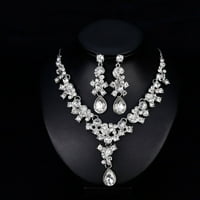 Luksuzne ženske ogrlice za cvijeće za Rhinestone Ear Stud naušnice za vjenčanje nakit set