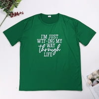 Miayilima Green S T majice za žene modni vrhovi plus tee tiskane grafičke o-vrat kratkih majica veličine