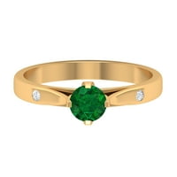 Prirodni smaragdni pasijans Promice Prsten s dijamant, maj Bičstog prstena, 14k žuto zlato, SAD 7,00