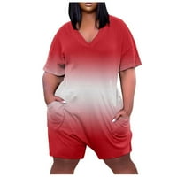 Plus size Jumpsuits kratak za žene Dressy etničko stil gradijent tiskani patentni patentni patentni ležerni kratki rukav jedan kratke hlače