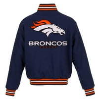 Ženska JH dizajn mornarica Denver Broncos vezeni logotip all vunena jakna
