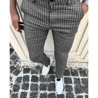 Muški duksevi modni casual slim Fit Plaid patent zatvarača dugih hlača pantalone