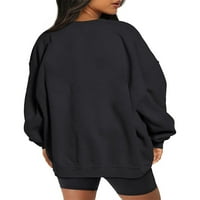 Žene osnovne prevelike duksere od runa dugih rukava s dugim pulovernom dukserom Y2K Hoodie Top
