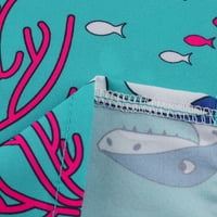 Ženski vrhovi ženske modne print v izrez kratkih rukava džepne majice sestre odjeća plava m