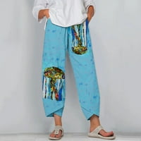 Follure Plus Capri pantalone za žene dame baggy casure cvjetovi cvjetni ispis elastični struk široke