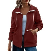 Petort Tops Tunika - Blazer jakne za žene Otvorene prednje lagane jakne s dugim rukavima Red, L