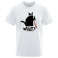 Jhpkjmen's majica prozračni materijal nož mačka za majicu Casual Labave casual majica O-izrez majica