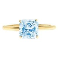 2.5ct Asscher Cut - Solitaire - Simulirani plavi dijamant - 14k žuto zlato - zaručnički prsten