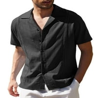 HANERDUN muškarci Ležerne majice muško dugme za bluzu na plaži Streetwear crna s
