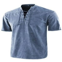 Seksi ples muške košulje štanda na vrhu ovratnika čipka u majicama izrez za ljetnu bluzu mornarsko plava