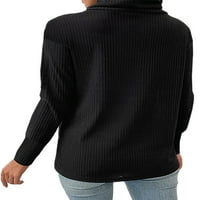 Paille žene na dugim rukavima Pleteni vrhovi Basic Dnevno odjel pulover Visoki vrat TUNIC Bluza crna