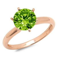 2.5ct okrugli rez zeleni prirodni peridot 14K ružičasti ružin zlato graviranje izveštaja godišnjica Angažovanje vjenčanja SOLITAIRE prsten veličine 6.5
