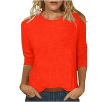 Miayilima Plus size Ženske košulje Ležerne prilike Košulje za žene Zimska jesen dugih rukava okrugli izrez T-majice Narandžasti XL