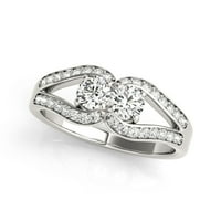 Dva kamena Split dizajnerski dizajn dijamantski prsten u 14K bijelom zlatu