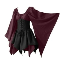 Gotička haljina Srednjovjekovna odjeća Prodaja Vintage Empire struk Goth haljina Steampunk koktel karnevalske zabave Batwing rukave Y2K Fancy haljina Halloween Coustyes