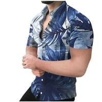 Muške havajske majice kratkih rukava Boho Style Tropical Palm Treseni putni gumb dolje Alloha Beachhirs
