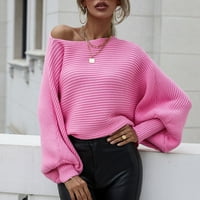 Absuyy modni pad trendovski džemper za žene - rastezljivo meko lagano labavo fit plus veličina dugih rukava okrugli vrat sa rame pletene ležerne vrhove pulover
