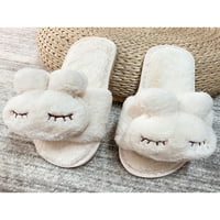 Daeful Boys Girls Bunny Sliper Otvoreni papuče za prste meko plišane nejasne dijapozitive Udobni Comfort Comfort na kućnim cipelama Beige 8c-9c