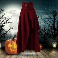 FSQJGQ suknje za žene casual maxi suknje za žene Steampunk gotička odjeća Vintage pamuk crne čipke suknje