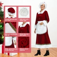 Ženska gospođa Claus kostim odrasli Santa Haljina poklopca pregače XL