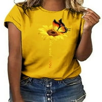 WRCNOTE DAMIES TEE Sun cvjetni print majica kratkih rukava na vrhu Modna majica Leptir Pismo Ispisano