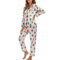 Ponude pidžame za žene Početna Odjeća Dugih rukava od svilene boje svilene košulje Tanke Pajama odijelo za spavanje, ružičasta